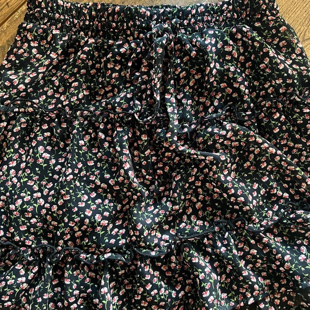 Floral Black Skirt
